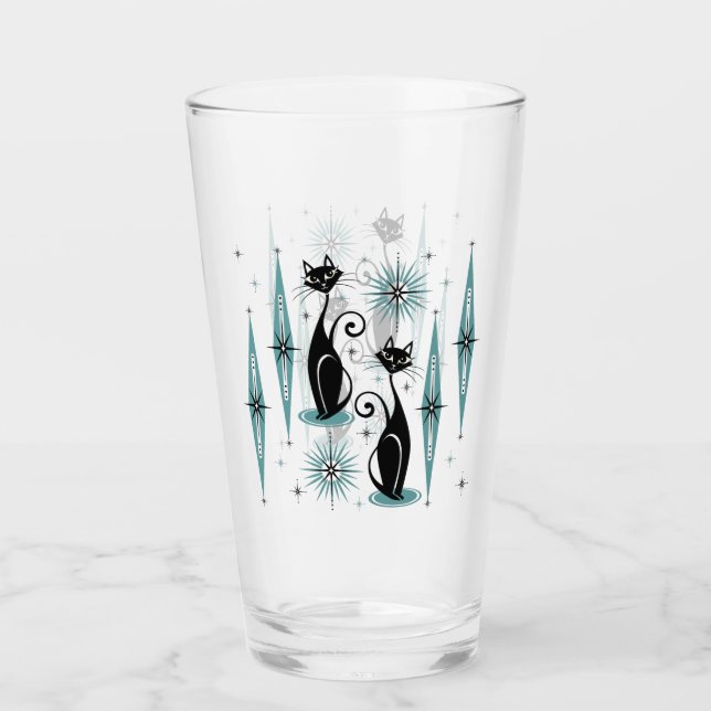 Mittelalter bedeutet Retro Atomkatzen mit blauem T Glas (Vorderseite)