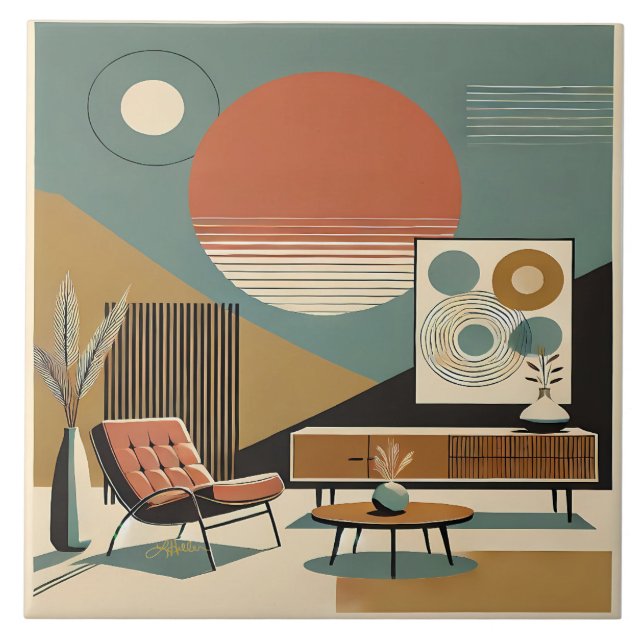 Mittelalter Innenarchitektur Sunrise Wohnzimmer Fliese (Vorderseite)
