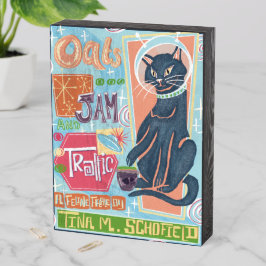 Mittelalter-Kitty-Buchcover auf Holz montiert Holzkisten Schild