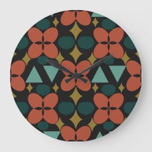 Mittelalter Moderne Blume Diamond Black Große Wanduhr