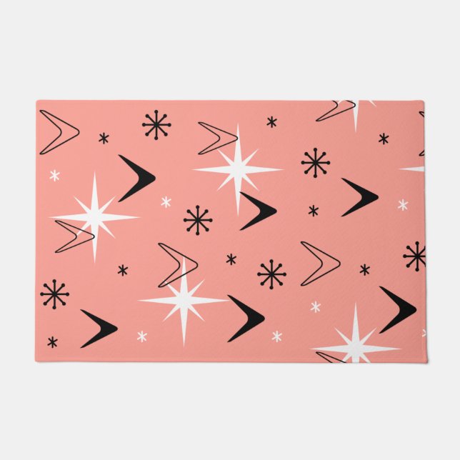 Mittelalter Moderne Boomerangs Lachs Pink Fußmatte (Vorderseite)
