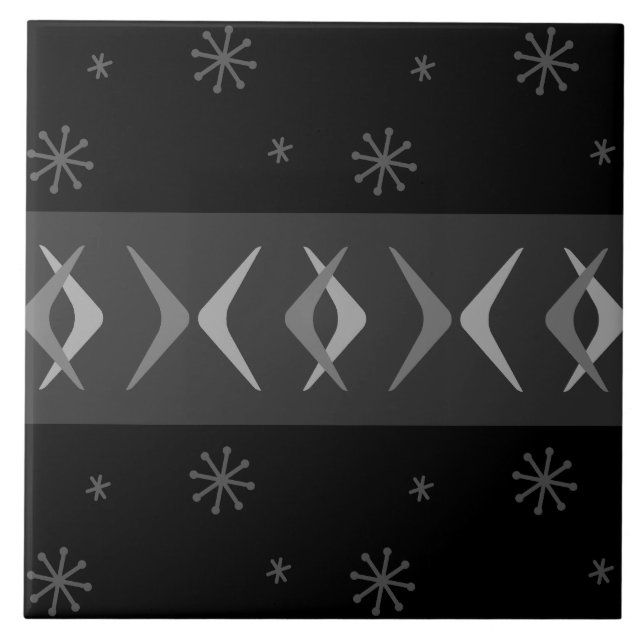 Mittelalter Moderne Boomerangs Schwarz Fliese (Vorderseite)