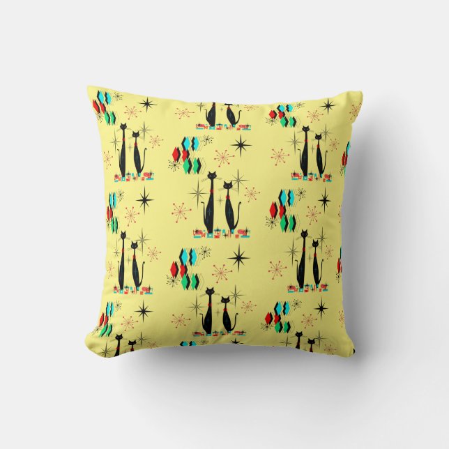 Mittelalter Moderne Coole Katze und Sternexplosion Kissen (Vorderseite)