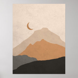 Mittelalter Moderne Gebirge Abstrakt Poster
