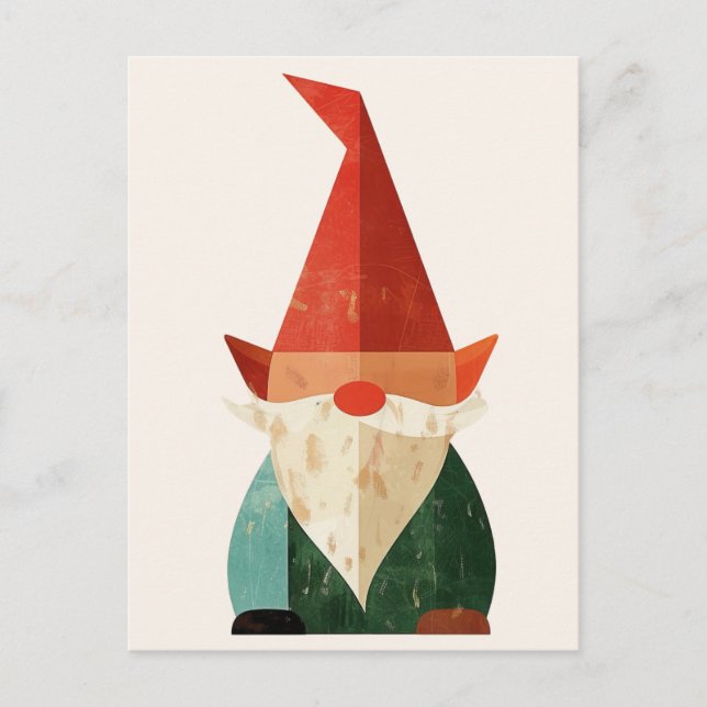 Mittelalter Moderne Gnome Minimalistische Weihnach Postkarte (Vorderseite)
