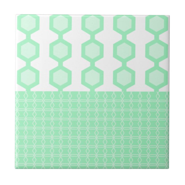 Mittelalter Moderne Hexagons Pastel Green Fliese (Vorderseite)