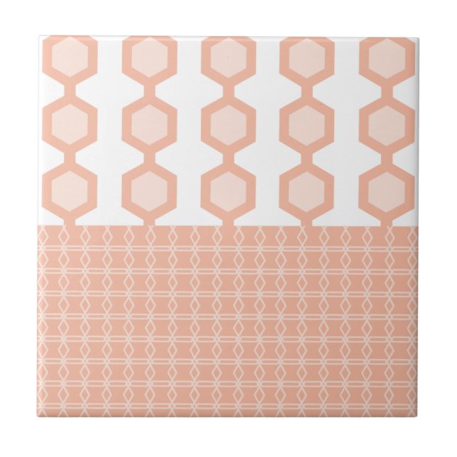 Mittelalter Moderne Hexagons Pastel Peach Fliese (Vorderseite)