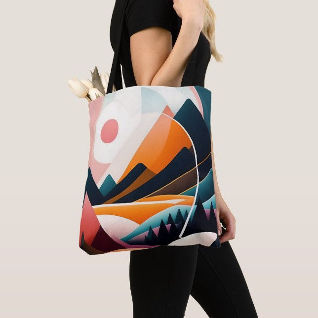 Mittelalter Moderne Kunst Abstrakte Berge Tasche (Von Nahem)