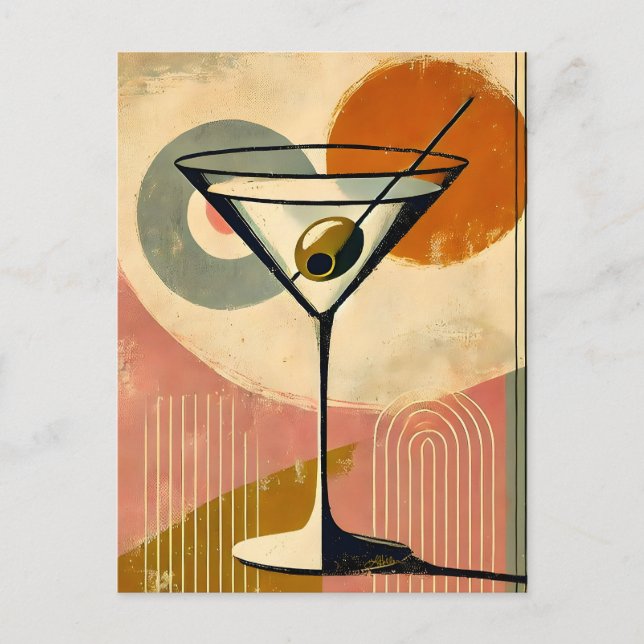Mittelalter Moderne Minimalistische Kunst Martini Postkarte (Vorderseite)