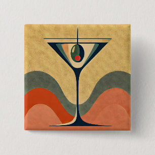 Mittelalter Moderne "Pimento olive martini wave" Button