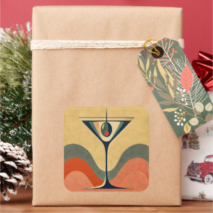 Mittelalter Moderne "Pimento olive martini wave" Quadratischer Aufkleber