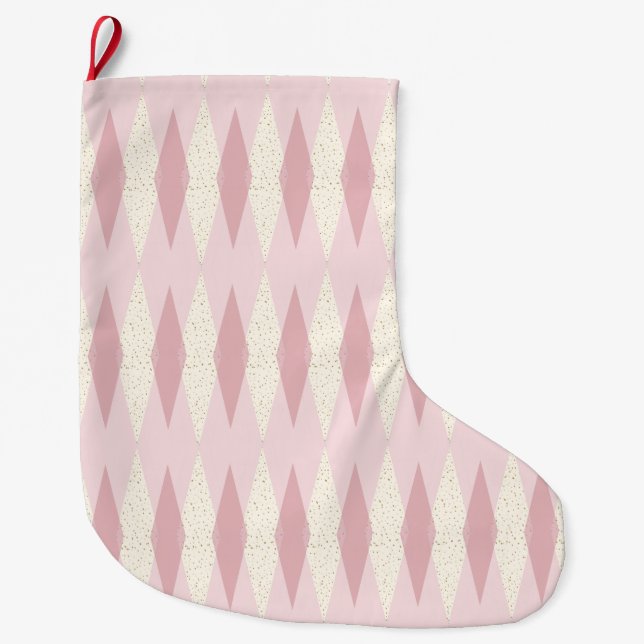Mittelalter Moderne rosa Raute Weihnachten Strumpf Großer Weihnachtsstrumpf (Vorderseite)