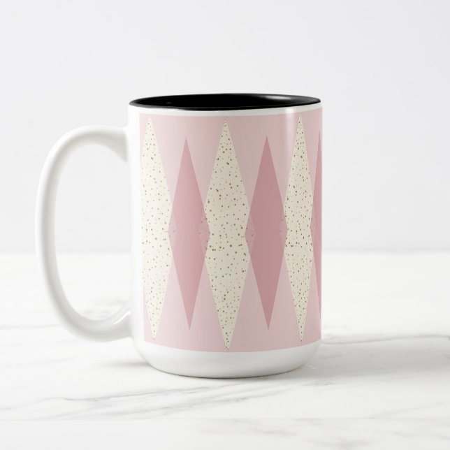 Mittelalter Moderne rosa Raute Zwei Tone Tasse (Links)