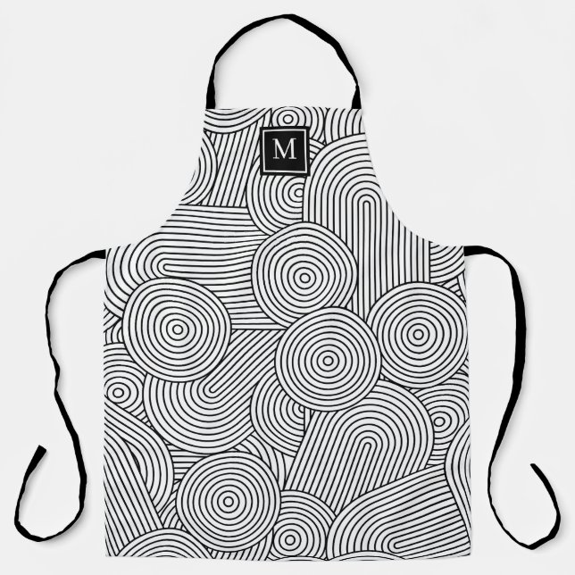 Mittelalter Moderne Schwarz-weiße Mit Monogramm An Schürze (Vorderseite)