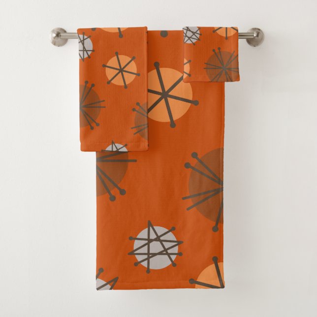 Mittelalter Moderne Sternexplosionen Burnt Orange Badhandtuch Set (Insitu)