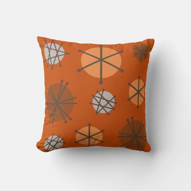 Mittelalter Moderne Sternexplosionen Burnt Orange Kissen (Vorderseite)