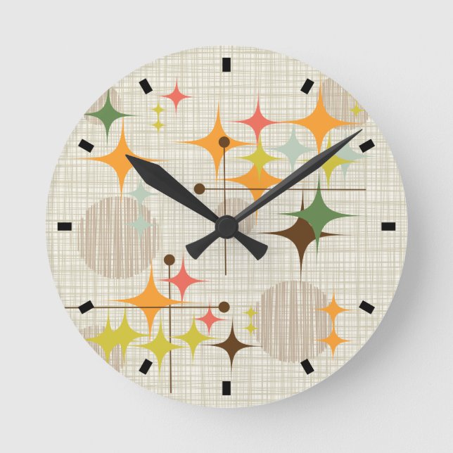 Mittelalter Moderne Sternexplosionen und Globalisi Runde Wanduhr (Vorderseite)