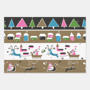 Mittelalter Moderne Weihnachtslandschaft Geschenkpapier Set