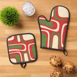 Mittelalter Moderne Weihnachtspalmsprings Abstrakt Ofenhandschuh & Topflappen-Set