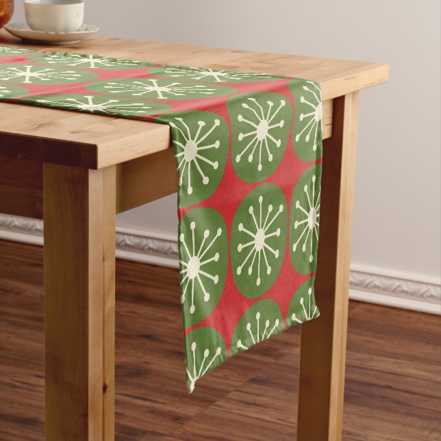 Mittelalter Moderne Weihnachtsretro Atomic Dots Kurzer Tischläufer (Beispiel)