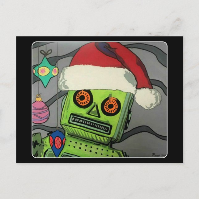 Mittelalter Moderner Abstrakter Weihnachtsrobot Postkarte (Vorderseite)