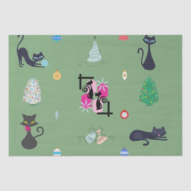 Mittelalter Moderner Atomkatzenweihnachtsurlaub Seidenpapier (Vorderseite)