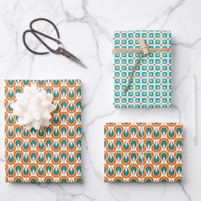 Mittelalter Moderner Retro der 1970er Jahre Inspir Geschenkpapier Set (Vorderseite)