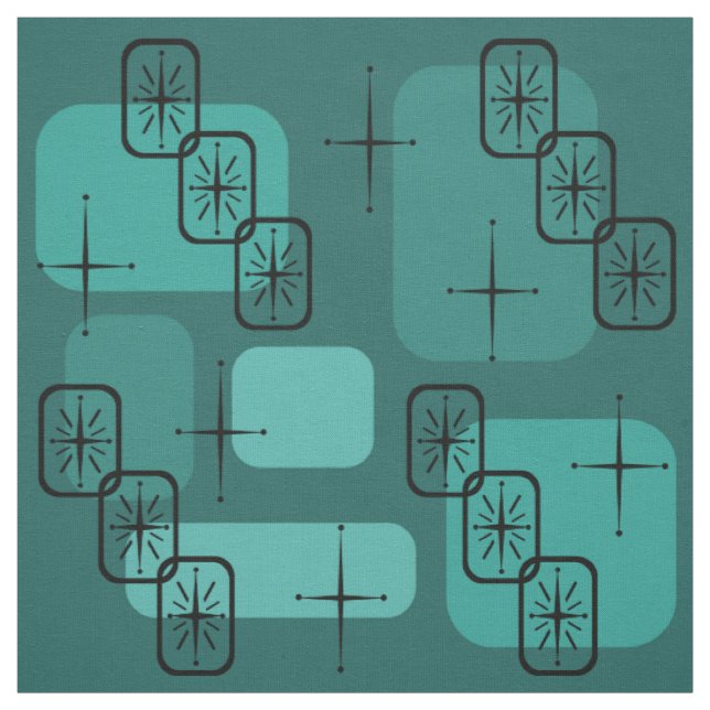 Mittelalter Moderner Sputnik Aquamarin Stoff (Muster)