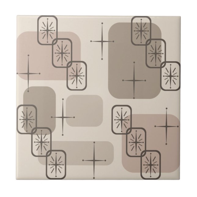 Mittelalter Moderner Sputnik Taupe Fliese (Vorderseite)