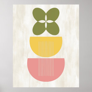 Mittelalter Modernes Abstraktes botanisches Gelbpi Poster