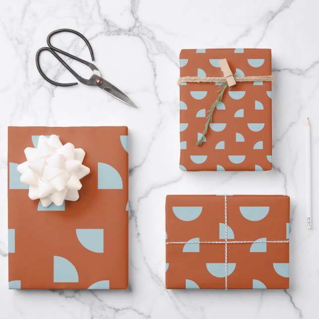 Mittelalter Modernes Abstraktes Muster braun blau Geschenkpapier Set (Vorderseite)