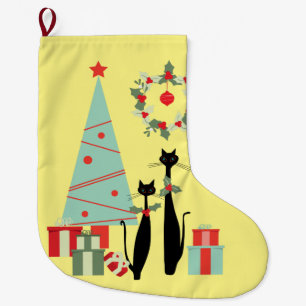 Mittelalter Modernes Cooles Cat Pair & Christmas T Großer Weihnachtsstrumpf