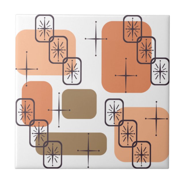 Mittelalter Modernes Orange Brown Fliese (Vorderseite)