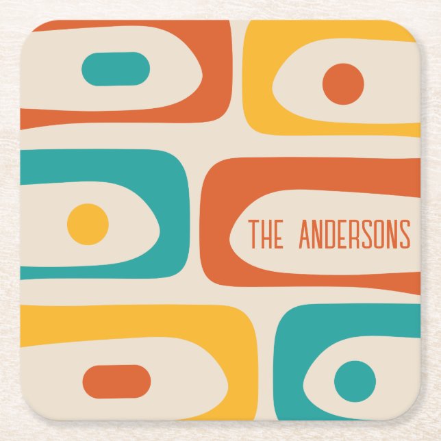 Mittelalter Modernes Piquet Abstrakt Personalisier Rechteckiger Pappuntersetzer (Vorderseite)