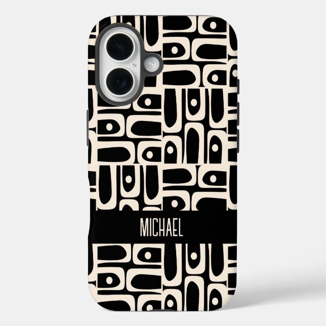 Mittelalter Modernes Piquet Personalisiert Schwarz iPhone 16 Hülle (Rückseite)