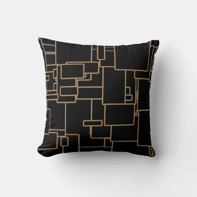 Mittelalter Modernes Schwarzes & Gold Kissen (Vorderseite)