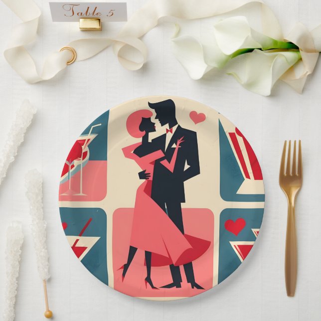 Mittelalter Modernes Valentine Tanzpaket Pappteller (Hochzeit)