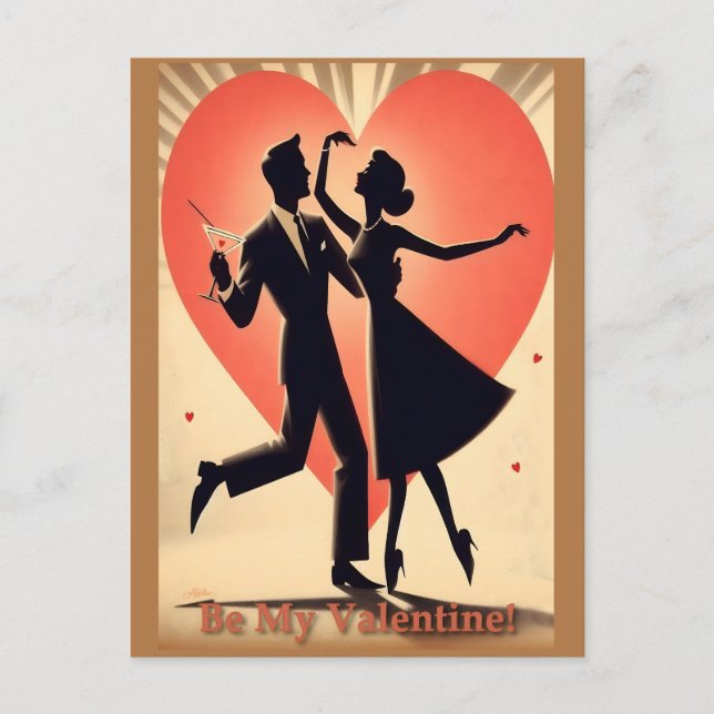 Mittelalter Modernes Valentine Tanzpaket Postkarte (Vorderseite)