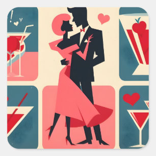 Mittelalter Modernes Valentine Tanzpaket Quadratischer Aufkleber