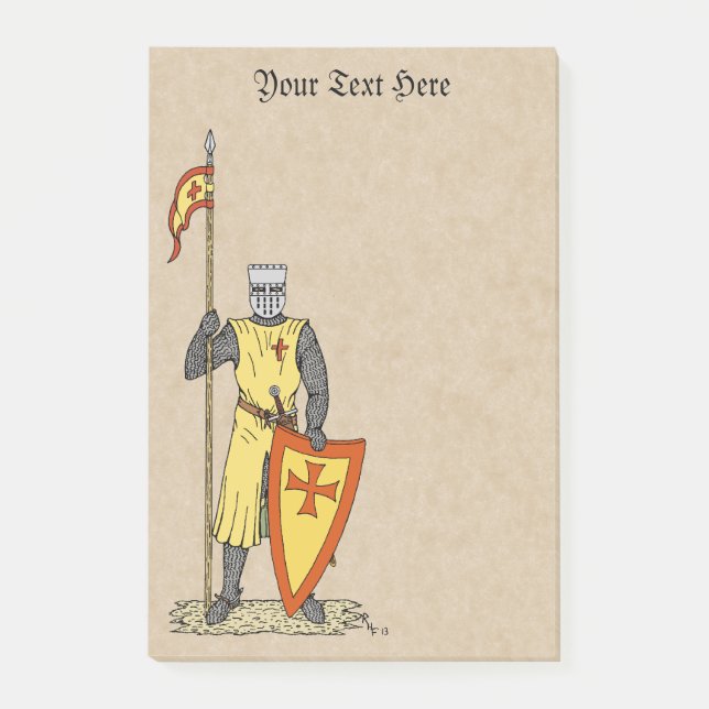 Mittelalter Ritter Anfang des 13. Jahrhunderts Post-it Klebezettel (Vorderseite)
