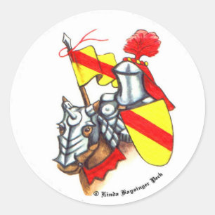 Mittelalter Ritter und Pferd Runder Aufkleber