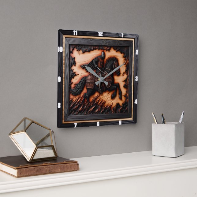 Mittelalter Zeit: Rustikale Kunst Quadratische Wanduhr (Büro)