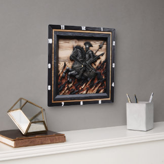 Mittelalterliche Auflage: Kunst der Holzkunst Quadratische Wanduhr