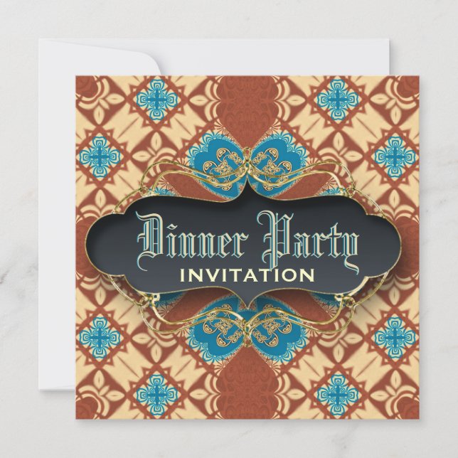 Mittelalterliche Batik Tartan Abendessen Party Ein Einladung (Vorderseite)