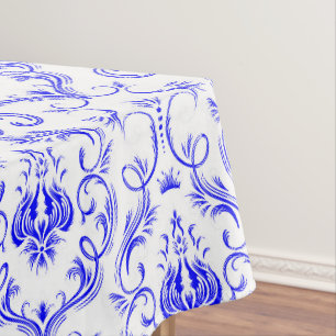 Mittelalterliche Baumwollspeise aus blau-weißem Da Tischdecke