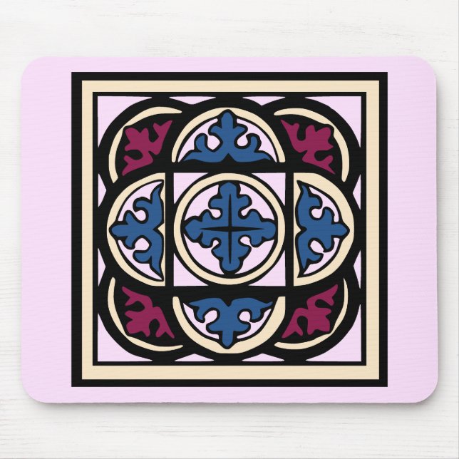 Mittelalterliche Beleuchtung Blaue Akanthus-Blätte Mousepad (Vorne)