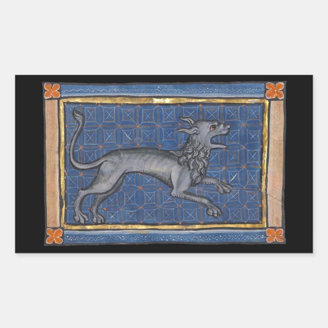 Mittelalterliche Bestiary Hyena c. 1270 Rechteckiger Aufkleber (Vorderseite)