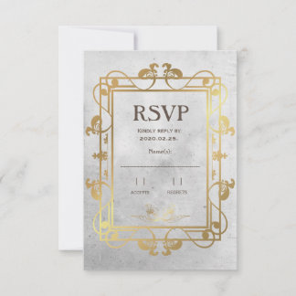 Mittelalterliche Beton- und Gold-UAWG RSVP Karte