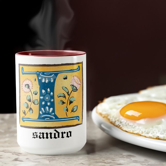 mittelalterliche blorbeleuchtete Letter-I-Monogram Tasse (Von Creator hochgeladen)