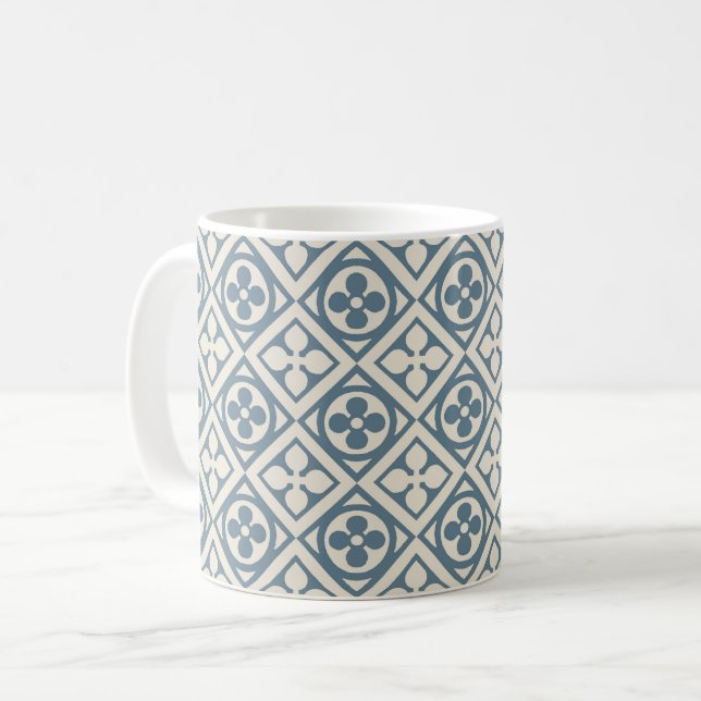 Mittelalterliche Blume und Leaf Tiles - Schieferbl Kaffeetasse (Vorderseite Links)
